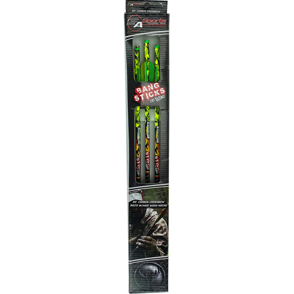 SA Sports Bang Sticks Crossbow Bolt 20 in. Hi Vis Neon Camo 6 pk.